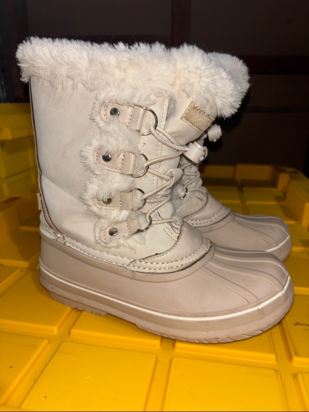London Fog Cream Faux-Fur Snow Boots for Kids